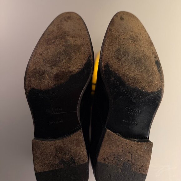 Celine Gold Metal Plate Lace-up Oxfords - Picture 7 of 7